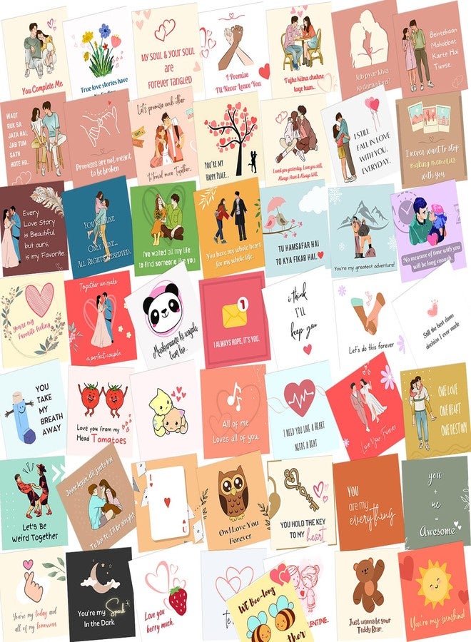 Craftolive 50 Pieces Romantic Theme Notes Greeting Cards to Express Love, Perfect for Anniversary Gift, Valentines Day, Marriage Proposal, Pre-wedding Photoshoot, Romantic Love Cards - Image 1